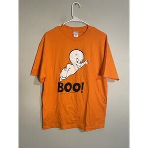 Vintage 2006‎ Casper The Ghost Boo Orange Halloween Cartoon Shirt Size L